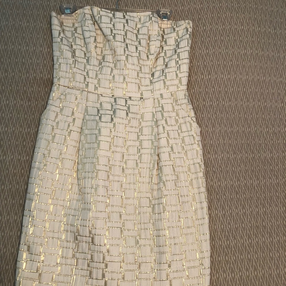 Cream and gold strapless Shoshanna dress size 6